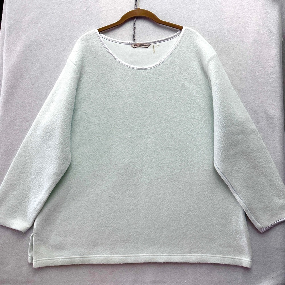 Soft Surroundings 1X Fleece Pulliver Sweater Mint Green Scoop Neck Cozy 55514